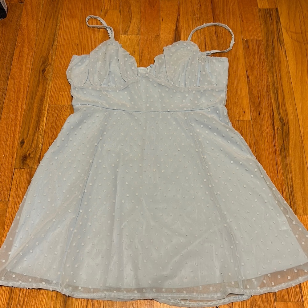 SHEIN Dot Light Blue Dress size large